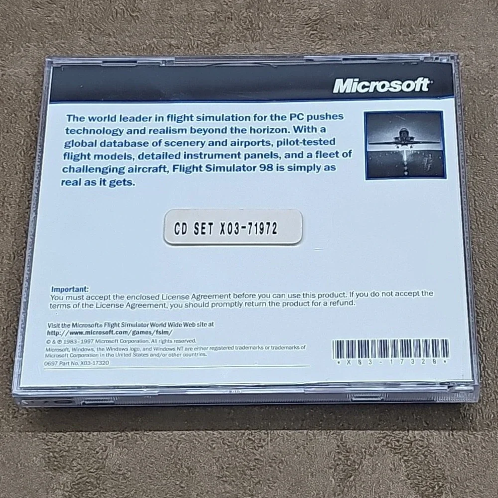 Microsoft Flight Simulator 98 PC Big Box Windows 95 NT Vintage Aviation‎ Sim